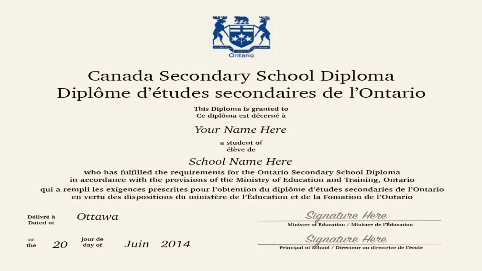 Ontario Secondary School Diplom